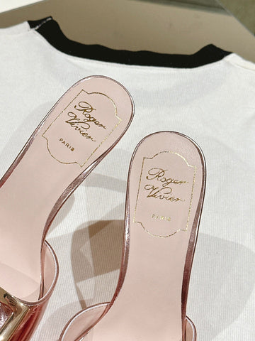 TRUMPET METALLIC MULES IN PINK PATENT CALFSKIN