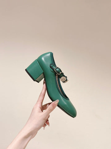 CC HIGH MARY JANE SEA GREEN LAMBSKIN