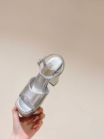 CC HIGH SANDAL SILVER CALFSKIN