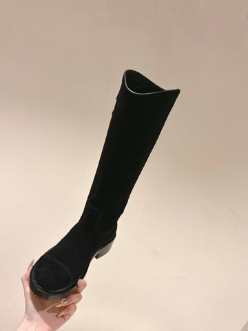 CC HIGH BOOTS BLACK SUEDE CALFSKIN