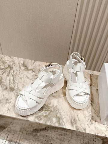 CHLOÉ 26S HIGH-HEELED SANDALS IN WHITE LAMBSKIN