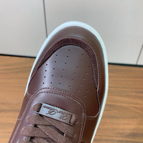 LP SNEAKERS IN AUBURN BROWN CALFSKIN WHITE SOLE