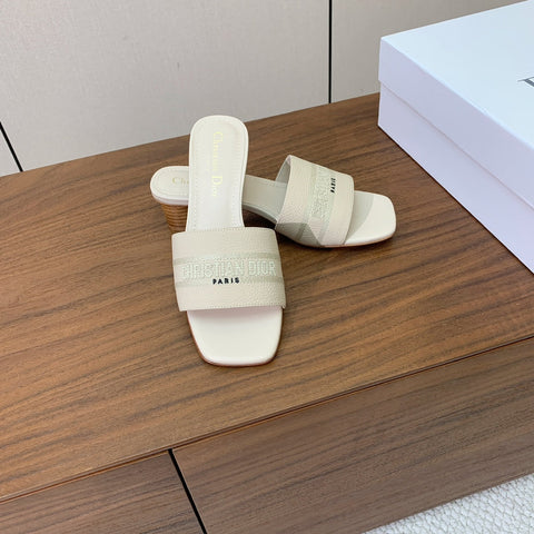 DIOR 25S HIGH-HEEL SANDALS 40 MM IN CREAM WHITE CALFSKIN