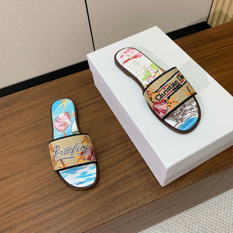 DIOR 25S DWAY SLIDE IN MULTICOLOR CALFSKIN AND FABRIC STYLE 2
