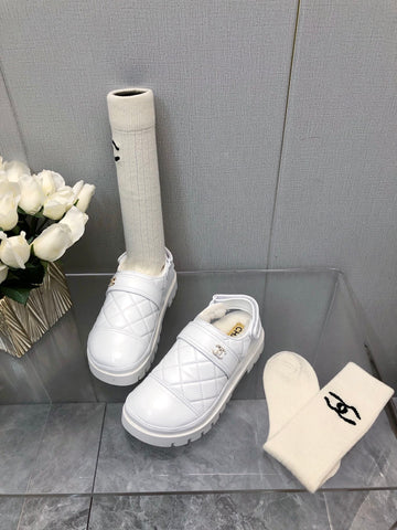 CHUNKY PLATFORM SHEARLING SLIPPER WHITE LAMBSKIN