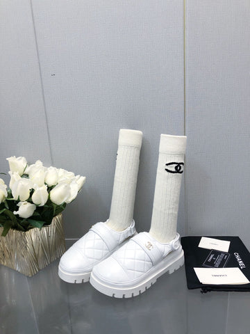 CHUNKY PLATFORM SHEARLING SLIPPER WHITE LAMBSKIN