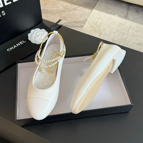 Double Strap Chunky Heel Mary Jane Shoes White