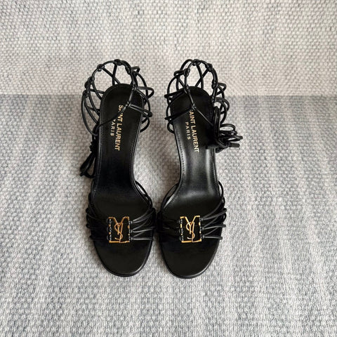BABYLONE SANDALS 90 IN ALL BLACK LAMBSKIN
