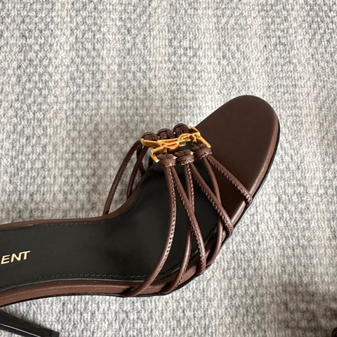 BABYLONE SANDALS 90 IN BLACK BROWN LAMBSKIN