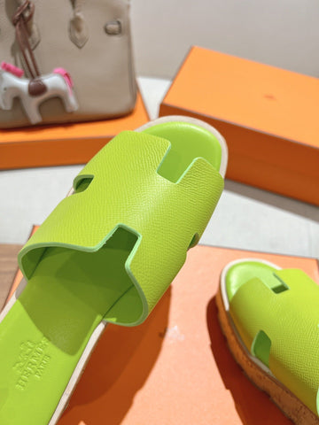 HM 25S HIGH WEDGE SANDALS IN SPRING GREEN LAMBSKIN STYLE 22