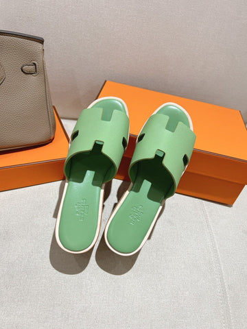 HM 25S HIGH WEDGE SANDALS IN LIGHT GREEN LAMBSKIN STYLE 1