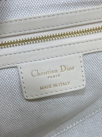 DIOR 25S SOFT SADDLE BAG 25 IN BLUE DIOR OBLIQUE CHAMBRAY AND IVORY SMOOTH CALFSKIN