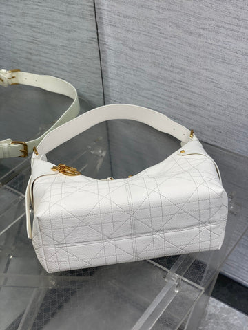 DIOR 25S MEDIUM VOYAGE BAG 28 IN IVORY FLAT MACROCANNAGE GRAINED CALFSKIN