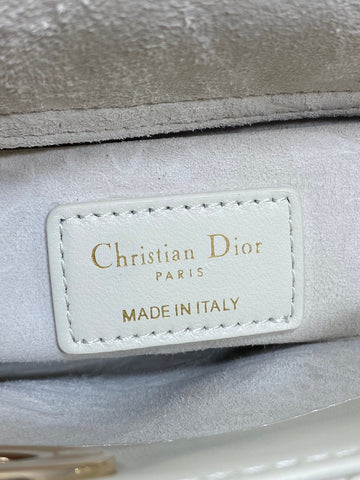 DIOR 25S MICRO LADY D-JOY 19 IN IVORY CALFSKIN GOLD HARDWARE