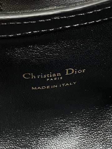 DIOR 25S JOLIE TOP HANDLE MINI BAG 18 IN BLACK CALFSKIN GOLD HARDWARE