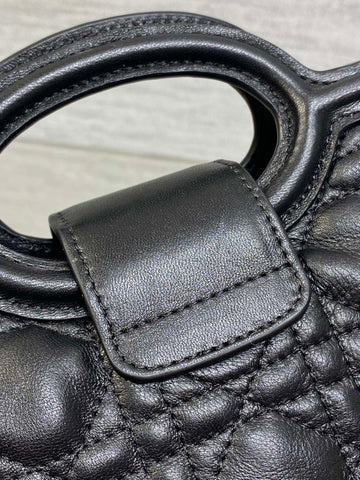 DIOR 25S JOLIE TOP HANDLE MINI BAG 18 IN BLACK CALFSKIN GOLD HARDWARE