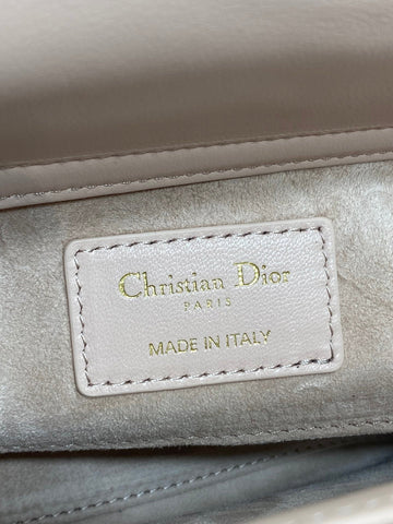 DIOR 25S SMALL LADY D‑JOY BAG 22 IN BABY PINK CALFSKIN GOLD HARDWARE