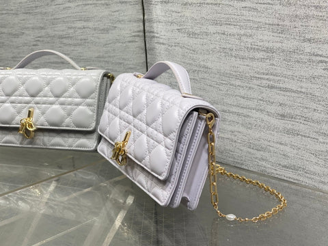DIOR 25S DIOR TALK PHONE POUCH 21 IN PALE LILAC CALFSKIN GOLD HARDWARE
