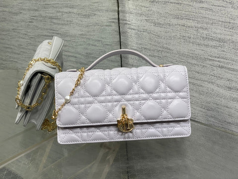 DIOR 25S DIOR TALK PHONE POUCH 21 IN PALE LILAC CALFSKIN GOLD HARDWRE