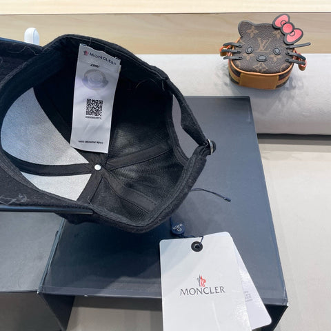WOOL-TWEED AND LEATHER BASEBALL CAP BLACK 428237