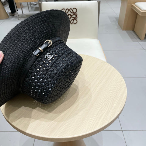 STRAW HAT OPEN WEAVE BLACK 674077