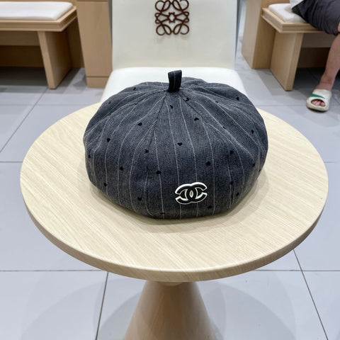 BERET HAT POLKA DOT DARK GRAY 672672