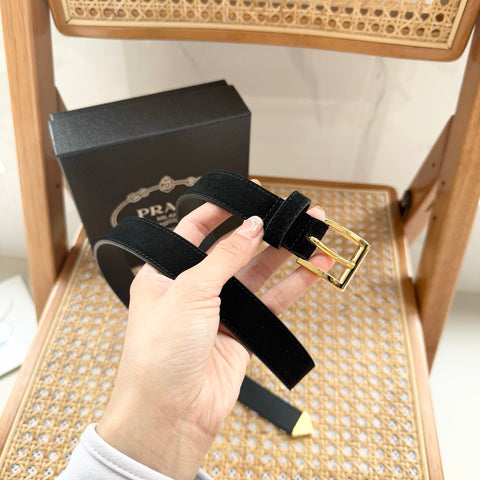 PRADA 25S BELT 25 MM IN BLACK SUEDE 542641