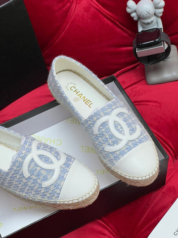 WOVEN LOAFERS IN LIGHT BLUE FABRIC