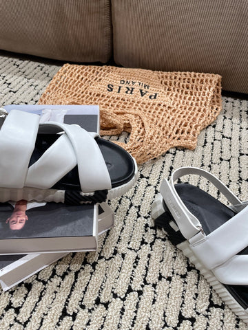 ELECTRIC SANDAL BLACK MIX WHITE CALFSKIN