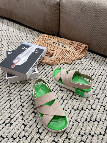 ELECTRIC SANDAL GREEN MIX LIGHT GRAY SUEDE