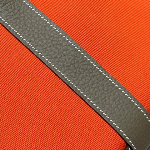 GARDEN PARTY 30CM IN ORANGE MINIMUM TOILETS COTTON CANVAS AND BROWN CALFSKIN