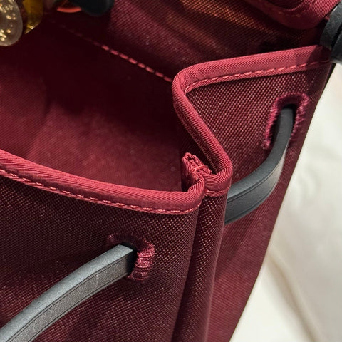 HERMES 25S MINI HERBAG 20 IN RED AND BLACK CANVAS GOLD HARDWARE