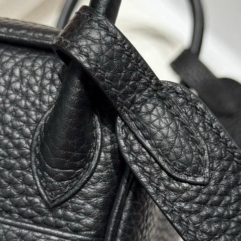 HERMES 25S MINI LINDY 19 IN BLACK CALFSKIN SILVER HARDWARE