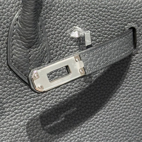 HERMES 25S MEDIUM BIRKIN 25 IN CHARCOAL GRAY CALFSKIN SILVER HARDWARE
