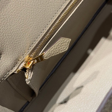 HERMES 25S MEDIUM BIRKIN 25 IN DARK KHAKI CALFSKIN GOLD HARDWARE