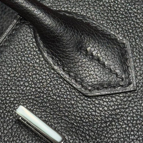 HERMES 25S SHOULDER BIRKIN 29 IN BLACK CALFSKIN SILVER HARDWARE
