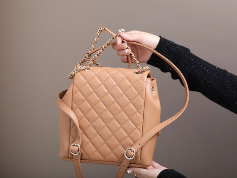 CHANEL 25S BACKPACK 21 CM IN LIGHT BROWN LAMBSKIN