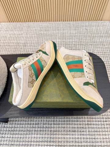 GUCCI 26S BACKLESS SNEAKERS IN BEIGE CANVAS AND LEATHER