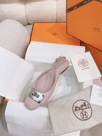HM 26S INNOCENTE SLINGBACK IN LIGHT PINK CALFSKIN SILVER HARDWARE