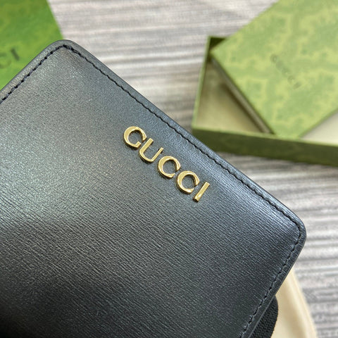 MINI WALLET 11 IN BLACK CALFSKIN GOLD HARDWARE