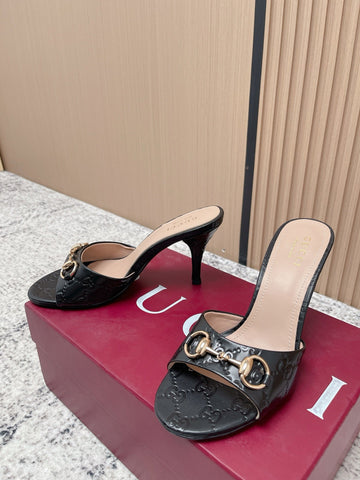 GUCCI 26S HIGH-HEEL SANDALS 85 MM IN BLACK CALFSKIN