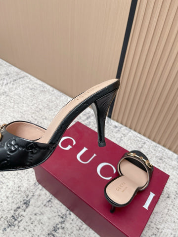 GUCCI 26S HIGH-HEEL SANDALS 85 MM IN BLACK CALFSKIN