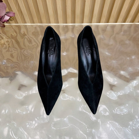 HM 25S HIGH-HEEL WEDGE SHOES 50 MM IN BLACK SUEDE