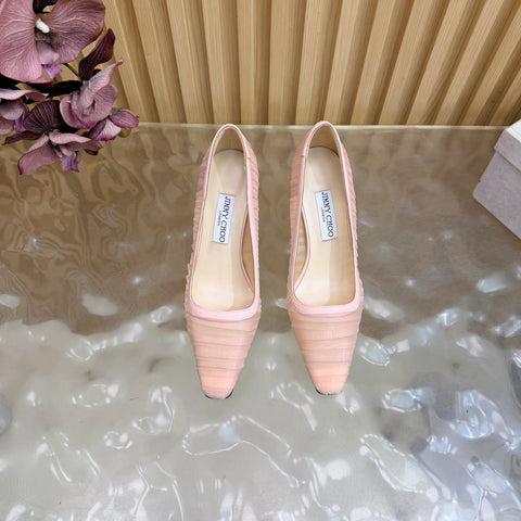 JIMMY CHOO 26S HIGH HEELS 85 MM IN LIGHT PINK MESH