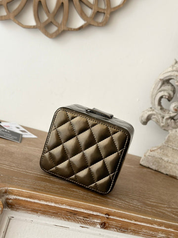 MINI VINTAGE COSMETIC BAG 11 IN MIKADO SHINY CALFSKIN GOLD HARDWARE