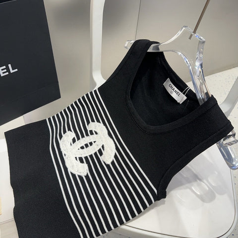 TANK TOP 633198 IN BLACK AND WHITE COTTON