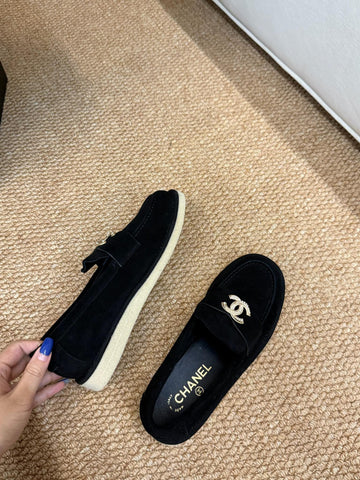 CHANEL 26S LOAFER IN BLACK SUEDE CC LOGO