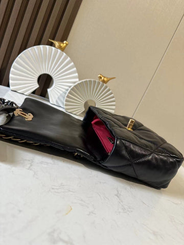 CHANEL 26S FLAP BAG 26 IN BLACK LAMBSKIN