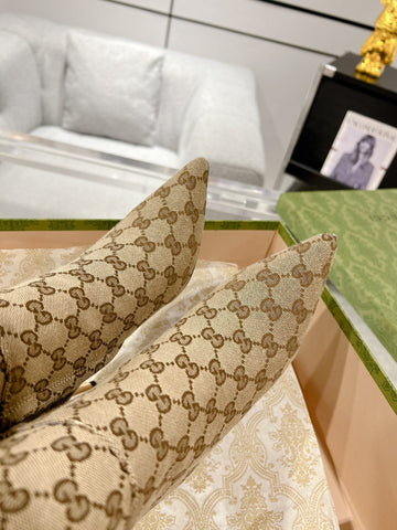 GG KNEE BOOTS IN BEIGE MONOGRAM JACQUARD FABRIC AND CALFSKIN LINING