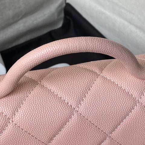 CHANEL 25S FLAP BAG 18 CM IN LIGHT PINK GRAINED LAMBSKIN WITH TOP HANDLE